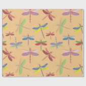 kleurrijke libellen cadeaupapier (Vlak)