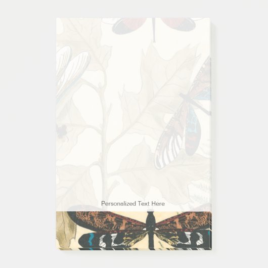 Kleurrijke libellen die boven bladeren drijven post-it® notes (Voorkant)