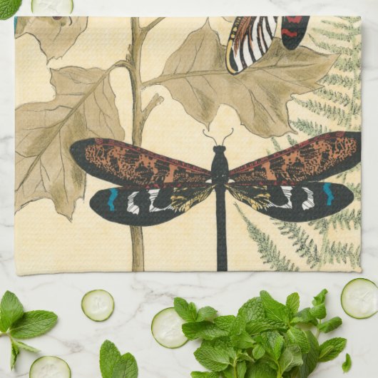 Kleurrijke libellen die boven bladeren drijven theedoek (Gevouwen)