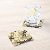 Kleurrijke libellen die boven bladeren drijven vierkante kartonnen onderzetter (Insitu)