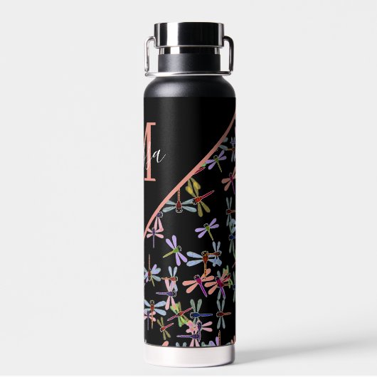 Kleurrijke libellen gepersonaliseerd waterfles (Achterkant)