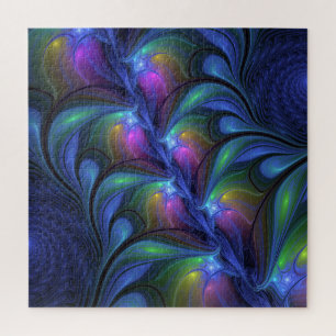 Kleurrijke Lichtgevende Abstract Blauwe Roze Groen Legpuzzel