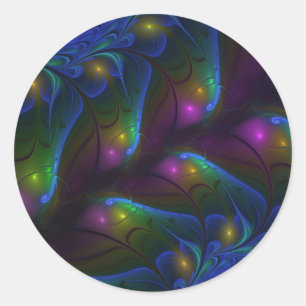 Kleurrijke Lichtgevende Abstract Moderne Trippy Fr Ronde Sticker