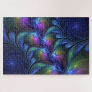 Kleurrijke Lichtgevende Abstracte Blauwe Roze Groe Legpuzzel