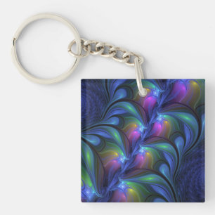 Kleurrijke Lichtgevende Abstracte Blauwe Roze Groe Sleutelhanger