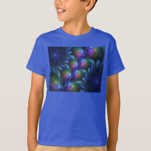Kleurrijke Lichtgevende Abstracte Blauwe Roze Groe T-shirt