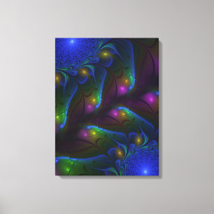 Kleurrijke Lichtgevende Abstracte Moderne Trippy F Canvas Afdruk