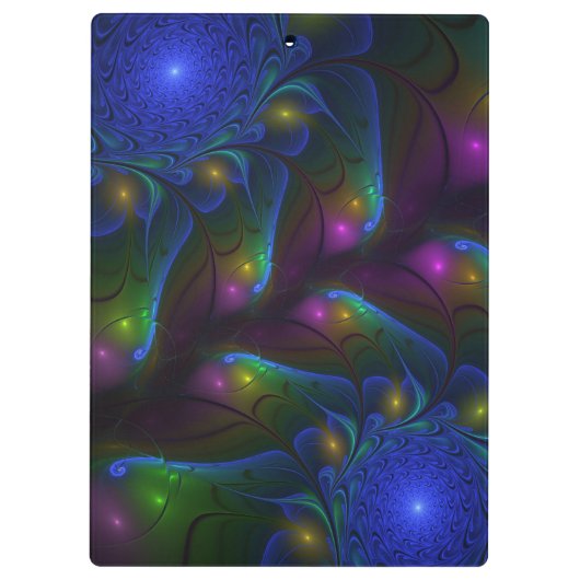 Kleurrijke Lichtgevende Abstracte Moderne Trippy F Klembord (Achterkant)