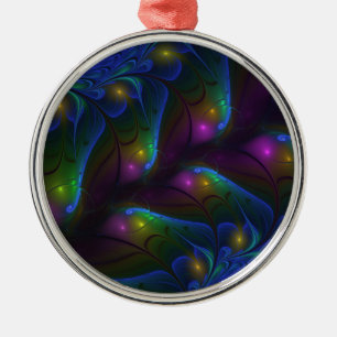 Kleurrijke Lichtgevende Abstracte Moderne Trippy F Metalen Ornament