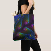 Kleurrijke Lichtgevende Abstracte Moderne Trippy F Tote Bag (Dichtbij)