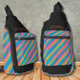 Kleurrijke lichtstralen die in duisternis vallen sling bag