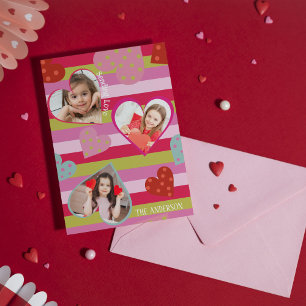 Kleurrijke Liefde Hart Foto's Valentijnsdag Feestdagenkaart