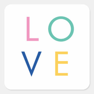 KLEURRIJKE liefde valentine-typografie Vierkante Sticker