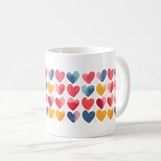 Kleurrijke liefdesharten mok (Voorkant rechts)