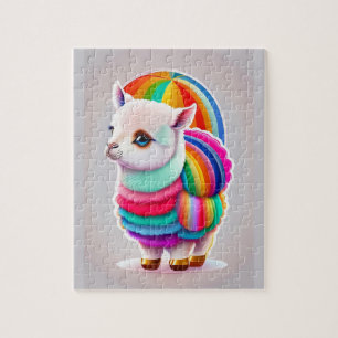 Kleurrijke lieve Baby Little Alpaca Legpuzzel