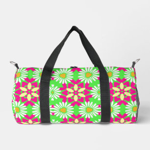 Kleurrijke Lime Green & Heet Roze Daisy Patroon Plunjezak