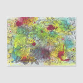 Kleurrijke Line Art Ink en Waterverf Splashes Tissuepapier (Voorkant)