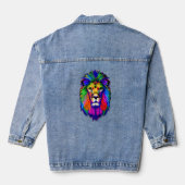 Kleurrijke Lion AI Art Denim Jacket (Achterkant)