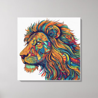 Kleurrijke lion Canvas Wall Art Tribale leeuwensch
