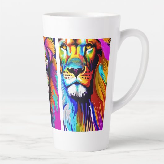 Kleurrijke Lions Digitale Kunst Latte Mok (Rechts)