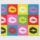 Kleurrijke lippen cadeaupapier (Vlak)