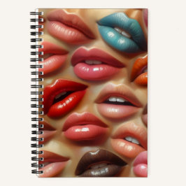 Kleurrijke Lippen Hardcover Spiraal Notebook Notitieboek