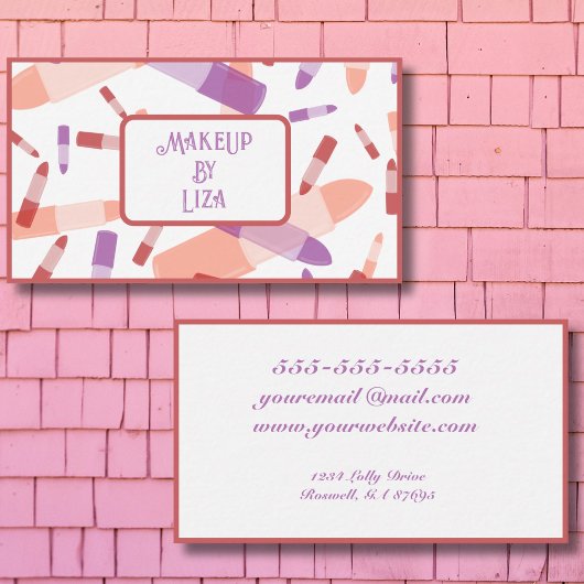 Kleurrijke lippenstift buizen make-up artist beaut visitekaartje