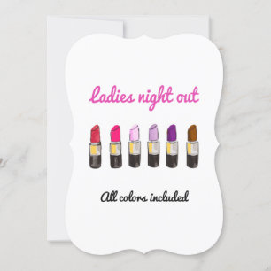 Kleurrijke lippenstiften MEISJES UITNODIGING