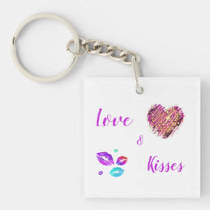 Kleurrijke Lips met liefde en kussen Sleutelhanger