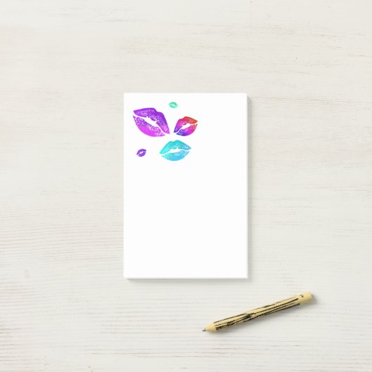Kleurrijke Lips Post-it® Notes (Op bureau)