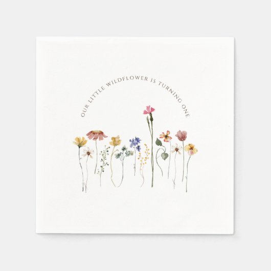 Kleurrijke Little Wildflower wordt een verjaardag Servet (Voorkant)