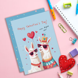 Kleurrijke Llama Kinder Classroom Valentijnsdag Kaart