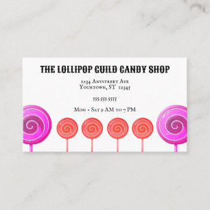 Kleurrijke Lollipops Snoep Shop Visitekaartje