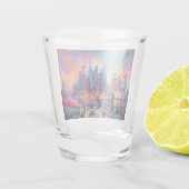 Kleurrijke Londense Silhouette Abstracte Kunst Shot Glas (Achterkant)