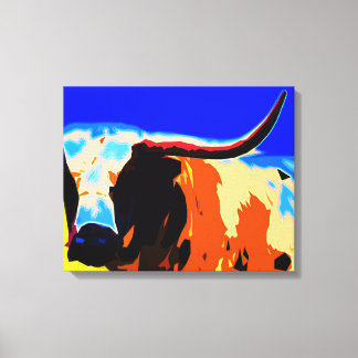 Kleurrijke Longhorn Canvas Afdruk