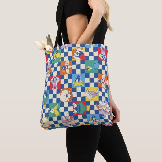 Kleurrijke LOONEY TUNES™ Checker Toss Pattern Draagtas (Dichtbij)