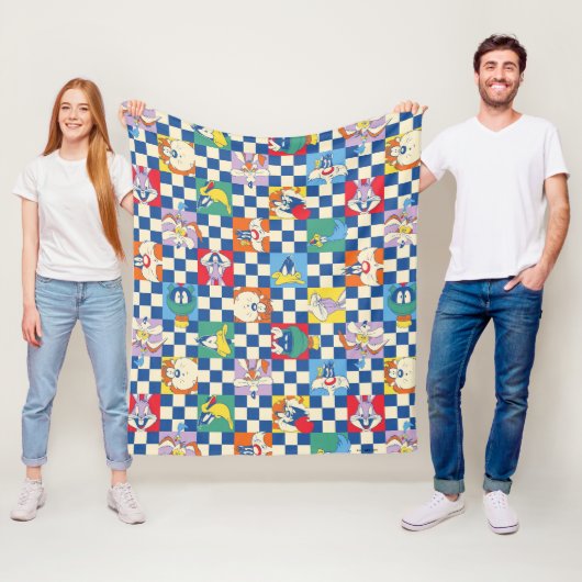 Kleurrijke LOONEY TUNES™ Checker Toss Pattern Fleece Deken (In situ)