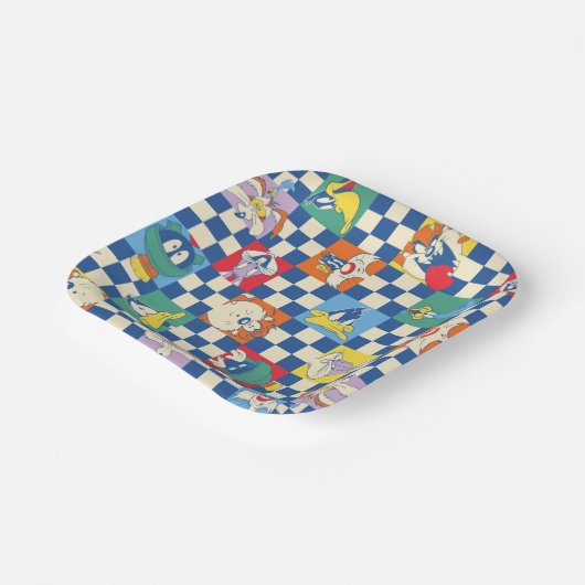 Kleurrijke LOONEY TUNES™ Checker Toss Pattern Papieren Bordje (Gebogen)