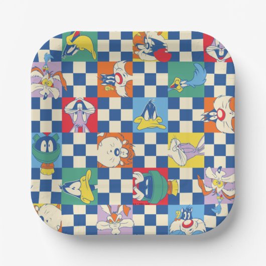 Kleurrijke LOONEY TUNES™ Checker Toss Pattern Papieren Bordje (Voorkant)