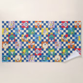 Kleurrijke LOONEY TUNES™ Checker Toss Pattern Strandlaken (Voorkant)