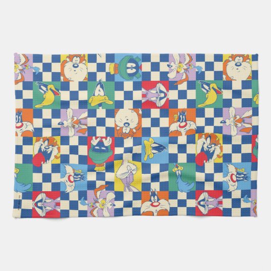 Kleurrijke LOONEY TUNES™ Checker Toss Pattern Theedoek (Horizontaal)