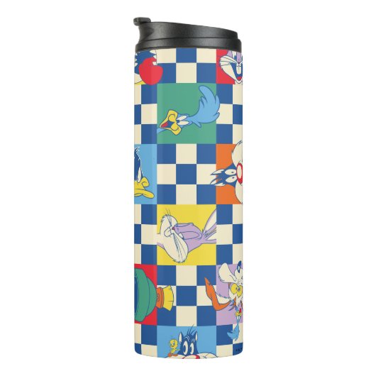 Kleurrijke LOONEY TUNES™ Checker Toss Pattern Thermosbeker (Geroteerd rechts)