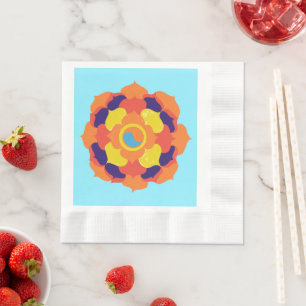 Kleurrijke Lotus Bloem Yin & Yang Mandala Servet