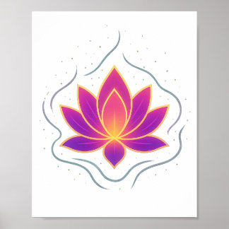 Kleurrijke Lotus Bloem Yoga Muur Kunst Poster