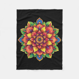 Kleurrijke Lotus Mandala Symmetrie Yoga Meditatie  Fleece Deken