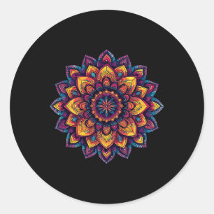 Kleurrijke Lotus Mandala voor meditatie en bewustz Ronde Sticker