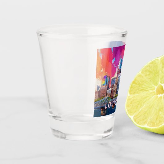 Kleurrijke Louisville Silhouette Abstracte Kunst Shot Glas (Links)
