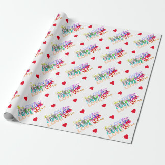 Kleurrijke LOVE Cadeaupapier