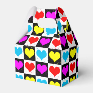 Kleurrijke Love Hearts geometrische blokprint Bedankdoosjes