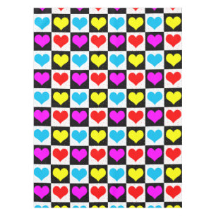 Kleurrijke Love Hearts geometrische blokprint Tafelkleed
